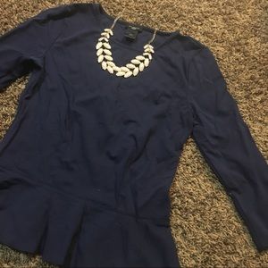 Navy Ann Taylor peplum top